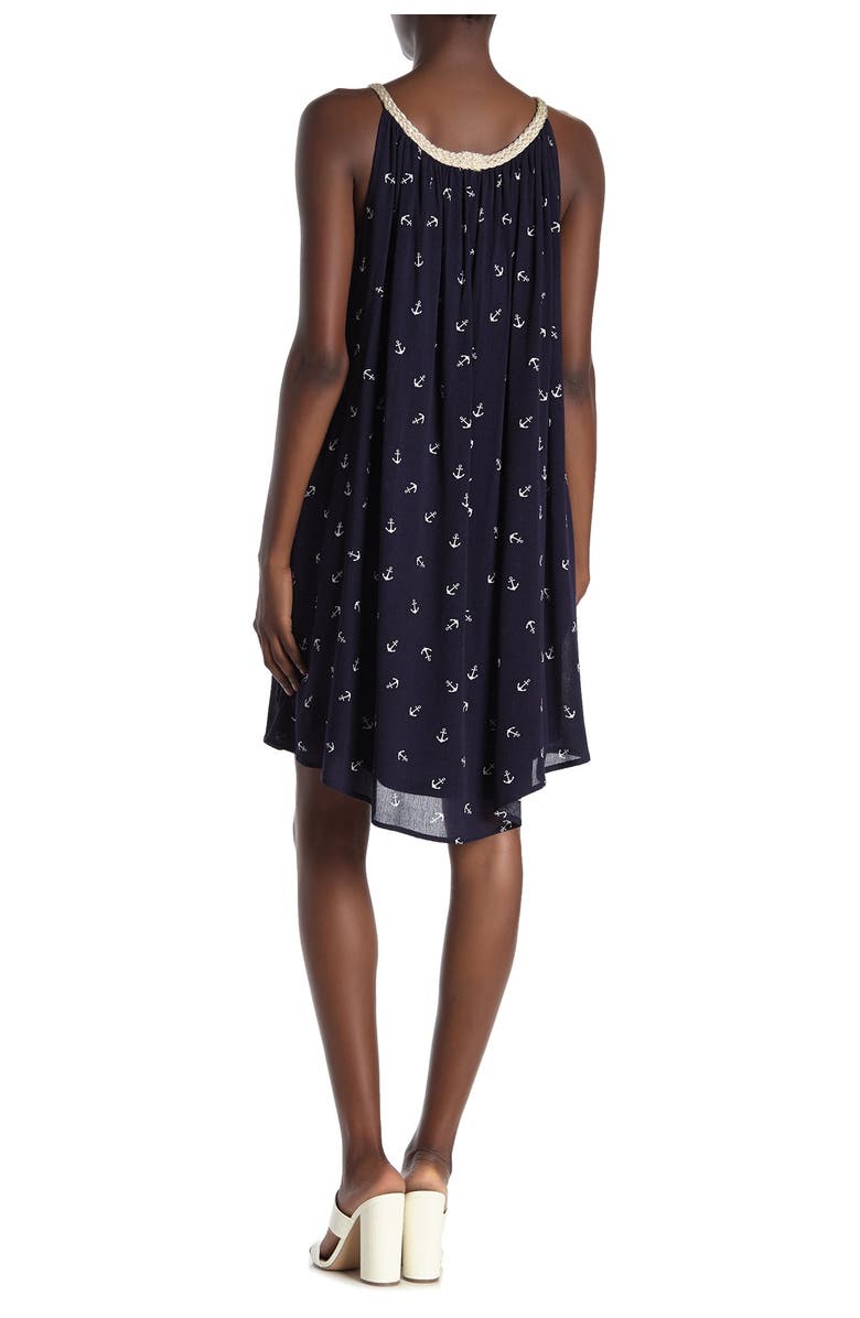 Nina Leonard Braided Neck Sleeveless Shift Dress, Alternate, color, 