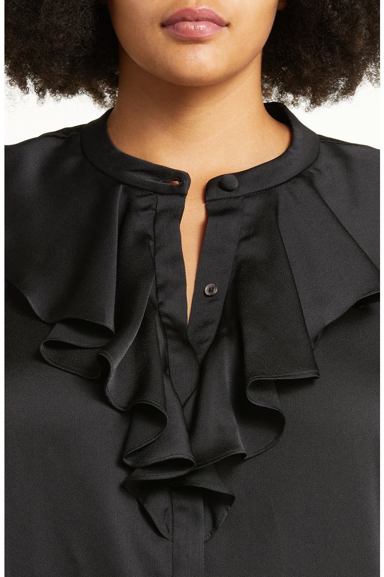 Ruffle Front Blouse, Alternate, color, RICH BLACK