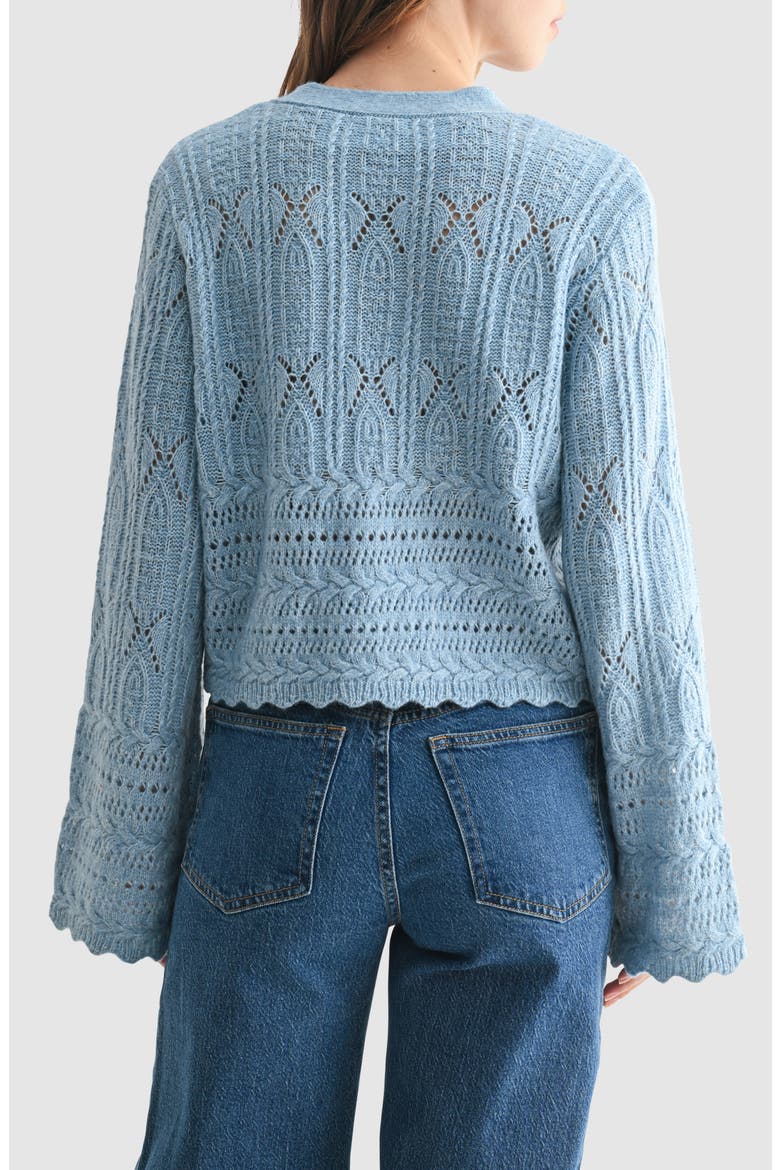 Scalloped Pointelle Cardigan, Alternate, color, BLUE