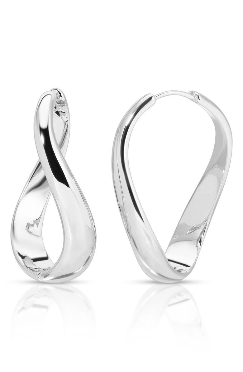 Ettika Twisted Hoop Earrings, Main, color, Silver