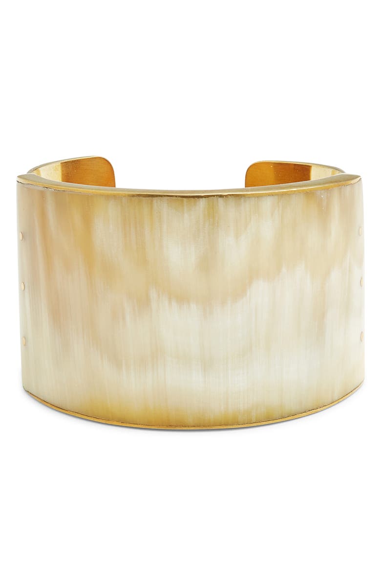 SOKO Sana Horn Cuff Bracelet, Main, color, Brass/ Natural