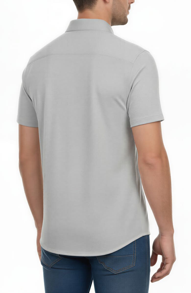 Victor Emmanuel Short Sleeve Knit Button-Down Shirt, Alternate, color, Stone