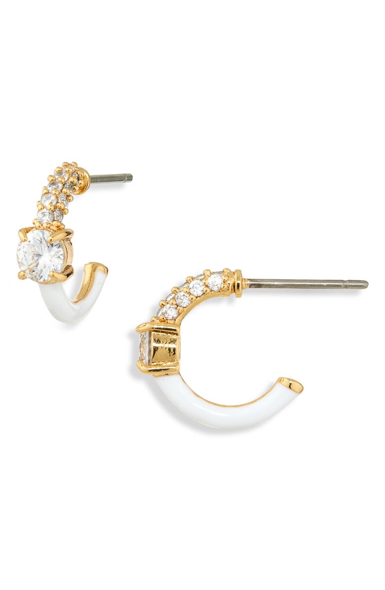 Kate Spade New York hint of shimmer crystal huggie hoop earrings, Main, color, 