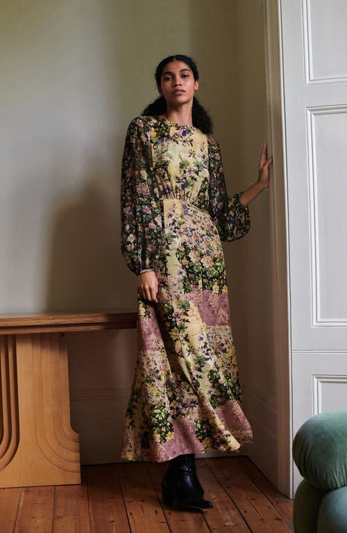 Next Floral Long Sleeve Maxi Dress In Blue
