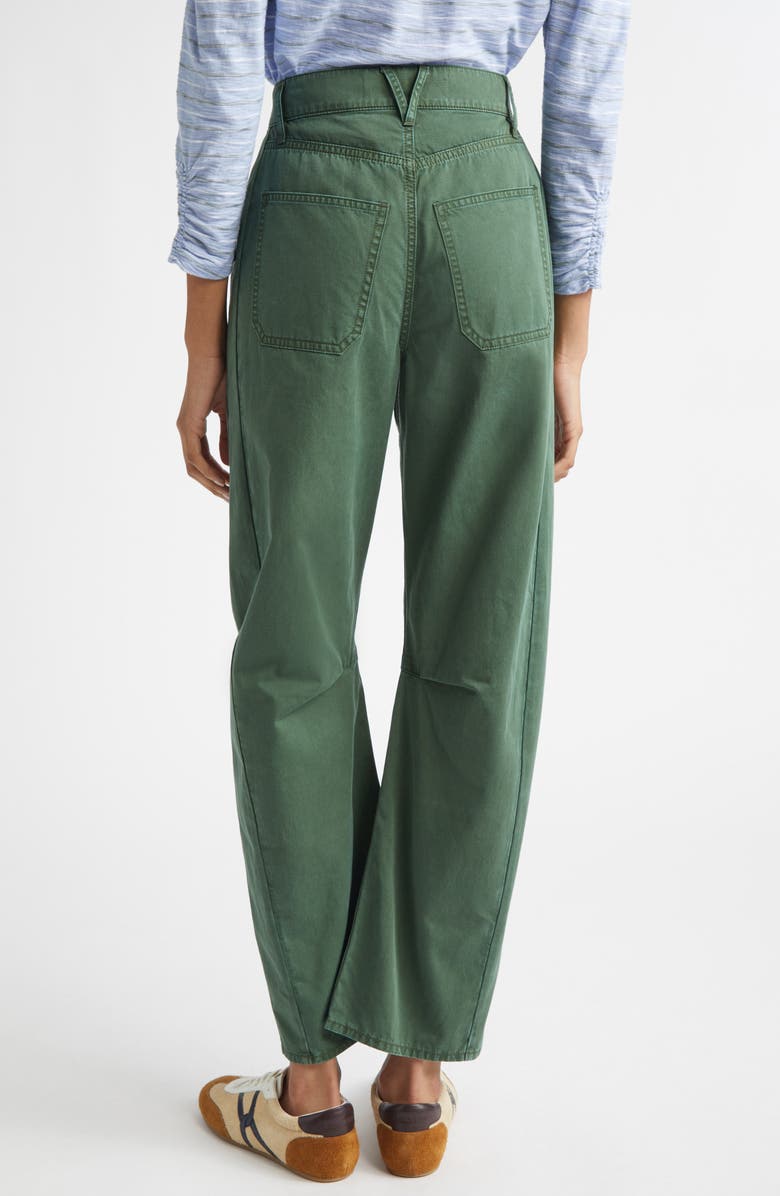 Veronica Beard High Waist Barrel Leg Pants, Alternate, color, Dark Hunter Green