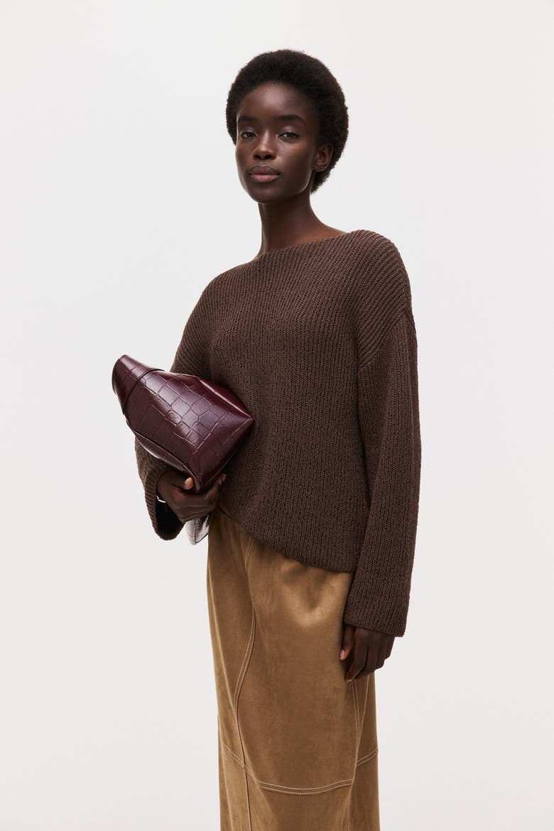 Boat-neck Jumper, Alternate, color, Dark brown