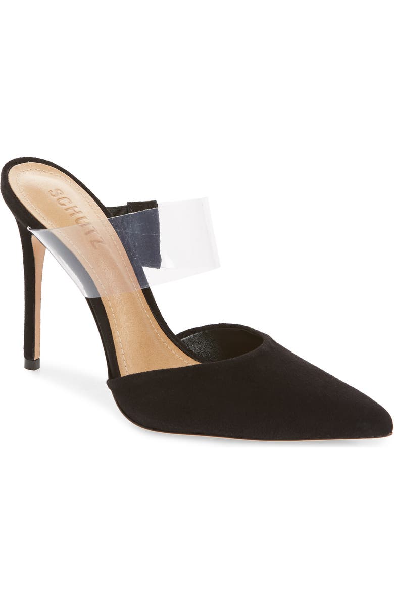 Schutz Sionne Clear Strap Pointed Toe Mule, Main, color,