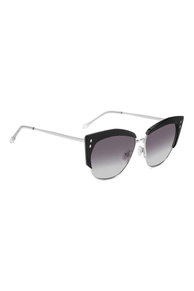 58mm Gradient Cat Eye Sunglasses, Alternate, color, BLACK SILVER/ GREY SHADED