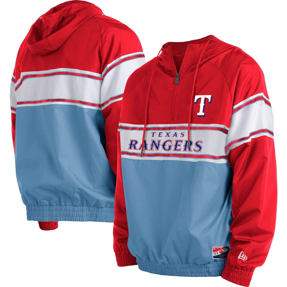 New Era Men's New Era Red Texas Rangers Ripstop Raglan Quarter-Zip ...