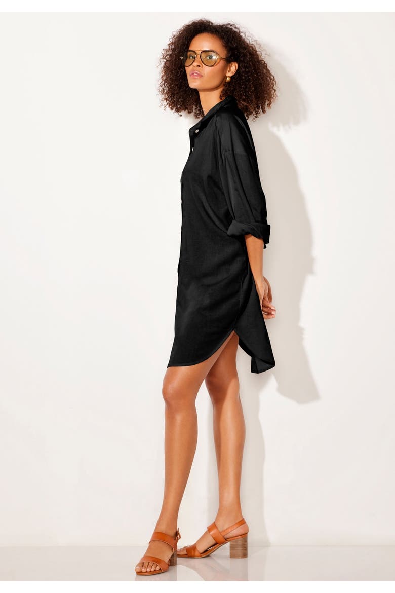 Essential Go Anywhere Oversized Beach Shirt Cover Up, Alternate, color, Black