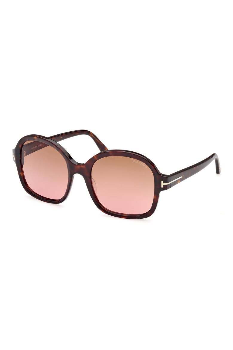 Hanley 57mm Butterfly Sunglasses, Alternate, color, SHINY DARK HAVANA / BROWN