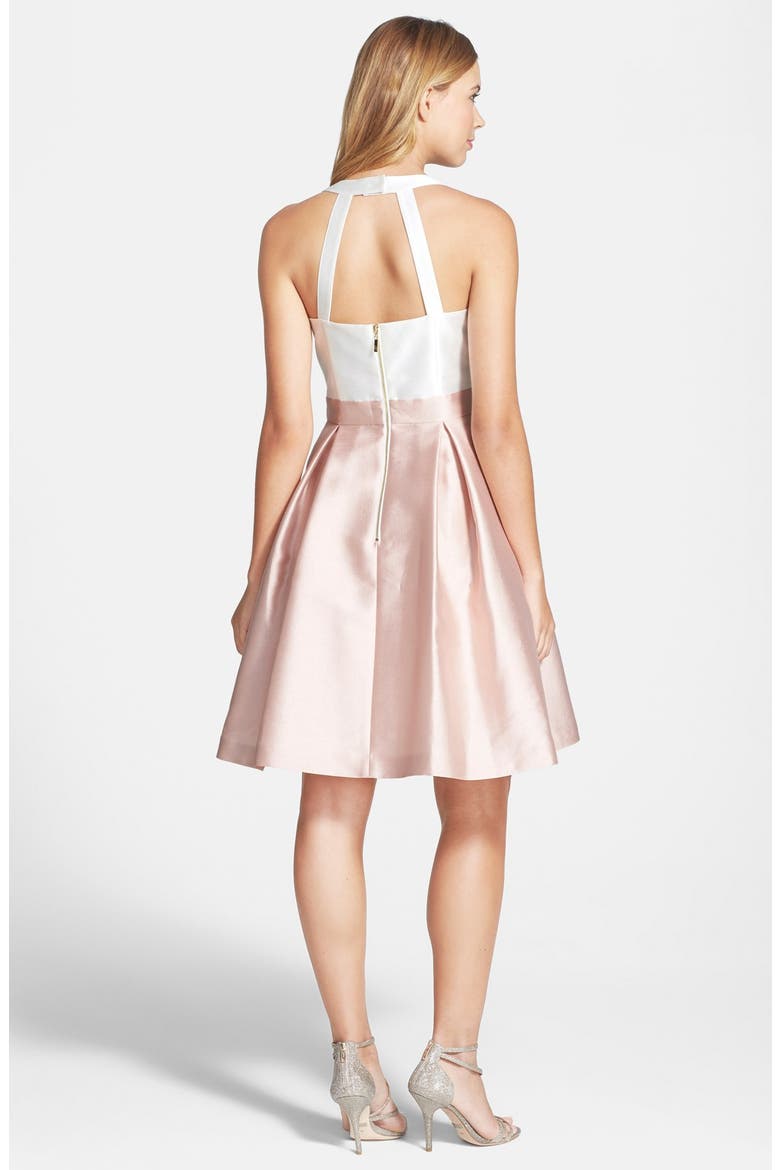 Embellished Colorblock Fit & Flare Dress, Alternate, color, BLUSH
