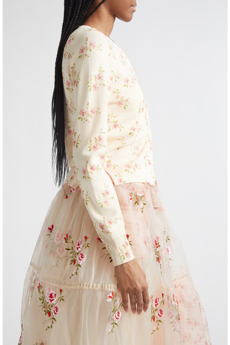 Shrunken Tiny Flower Cardigan, Alternate, color, CREAM FLORAL