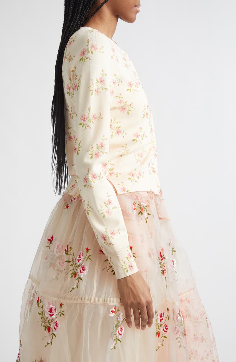 Simone Rocha Shrunken Tiny Flower Cardigan, Alternate, color, Cream Floral