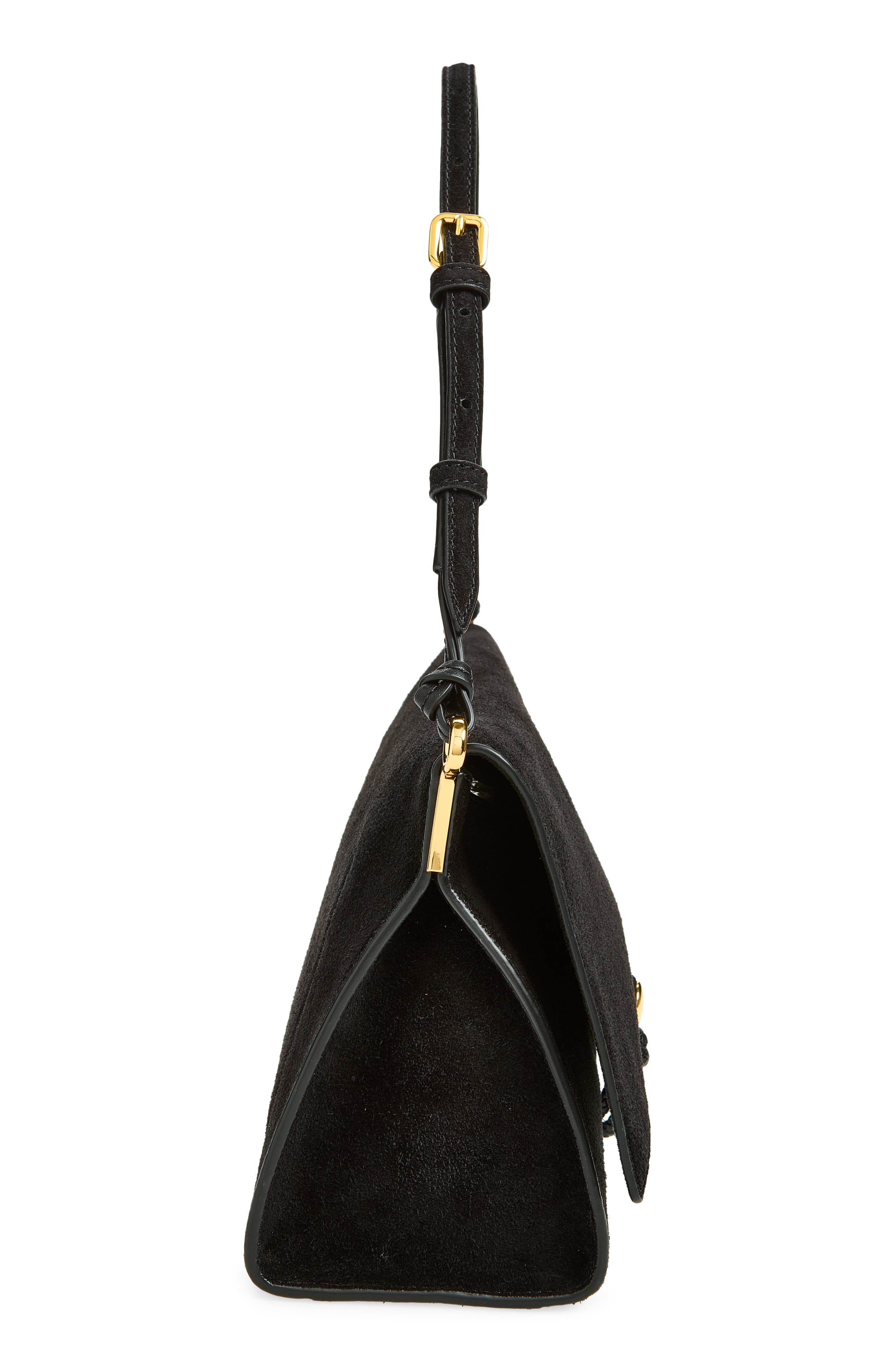 Edit Suede Shoulder Bag, Alternate, color, BLACK