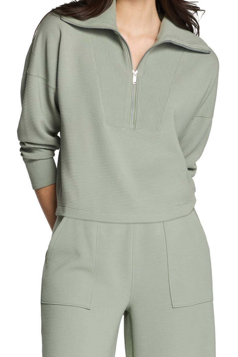 AirEssentials French Rib Quarter Zip Pullover, Main, color, SAGE BRUSH