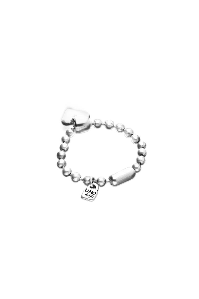 Sterling Silver Plated Ball Bracelet With Heart Detail, Alternate, color, Silver