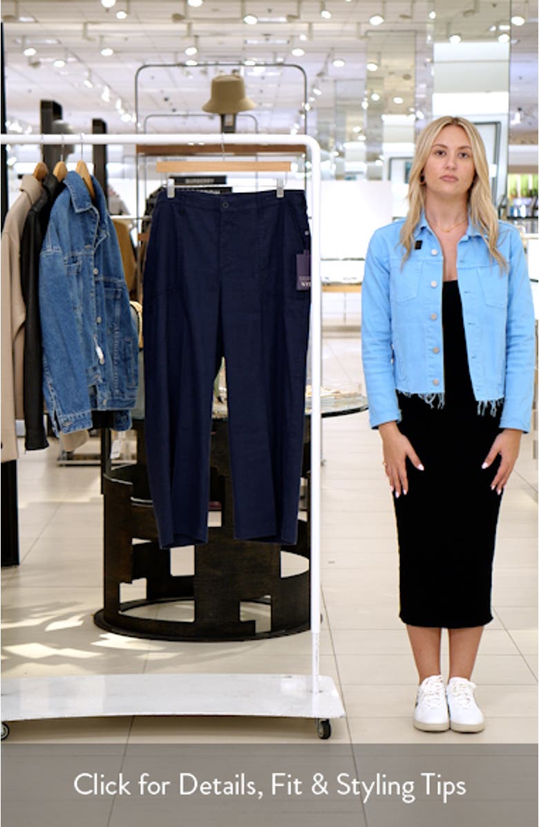 Crop Wide Leg Linen Blend Utility Pants, sales video thumbnail