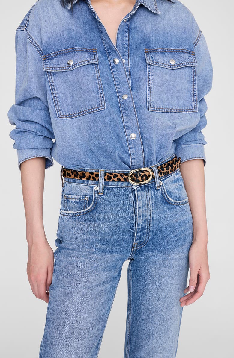 ANINE BING Small Signature Link Belt, Alternate, color, Leopard Print
