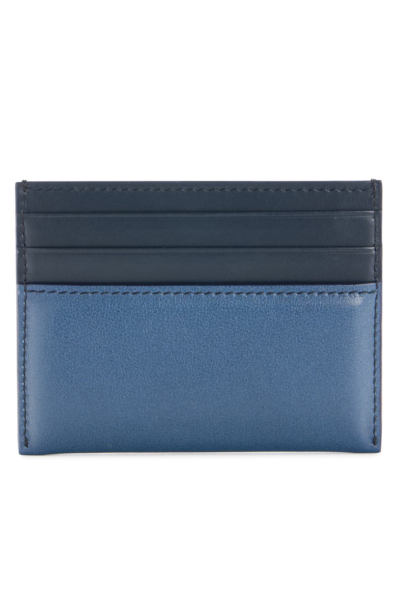 Padded Colorblock Leather Card Case, Alternate, color, MILITARY BLUE