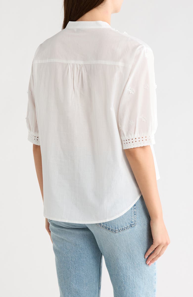 Nanette Lepore Floral Cotton Voile Popover Top, Alternate, color, White