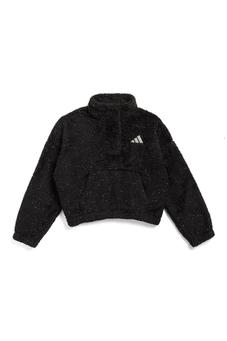 Kids' Mock Neck Faux Shearling Pullover, Main, color, BLACK
