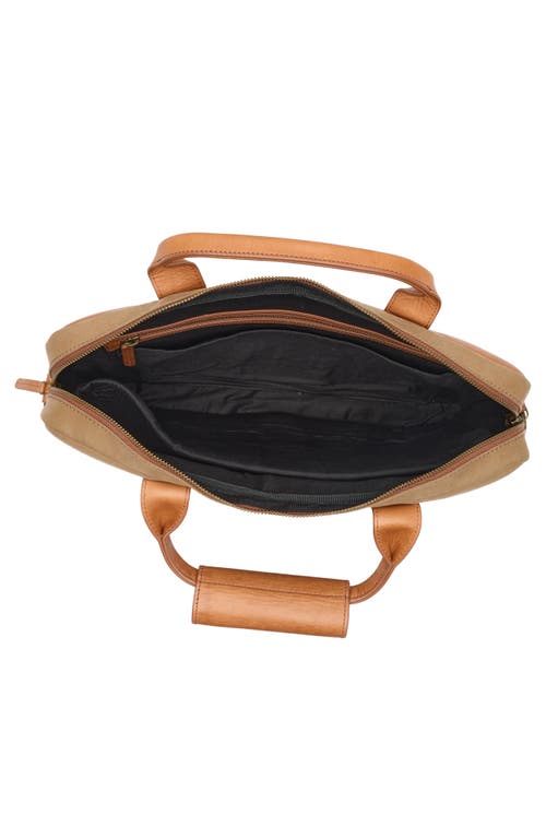 Johnston & Murphy Antique Cotton Canvas & Leather Briefcase In Camel