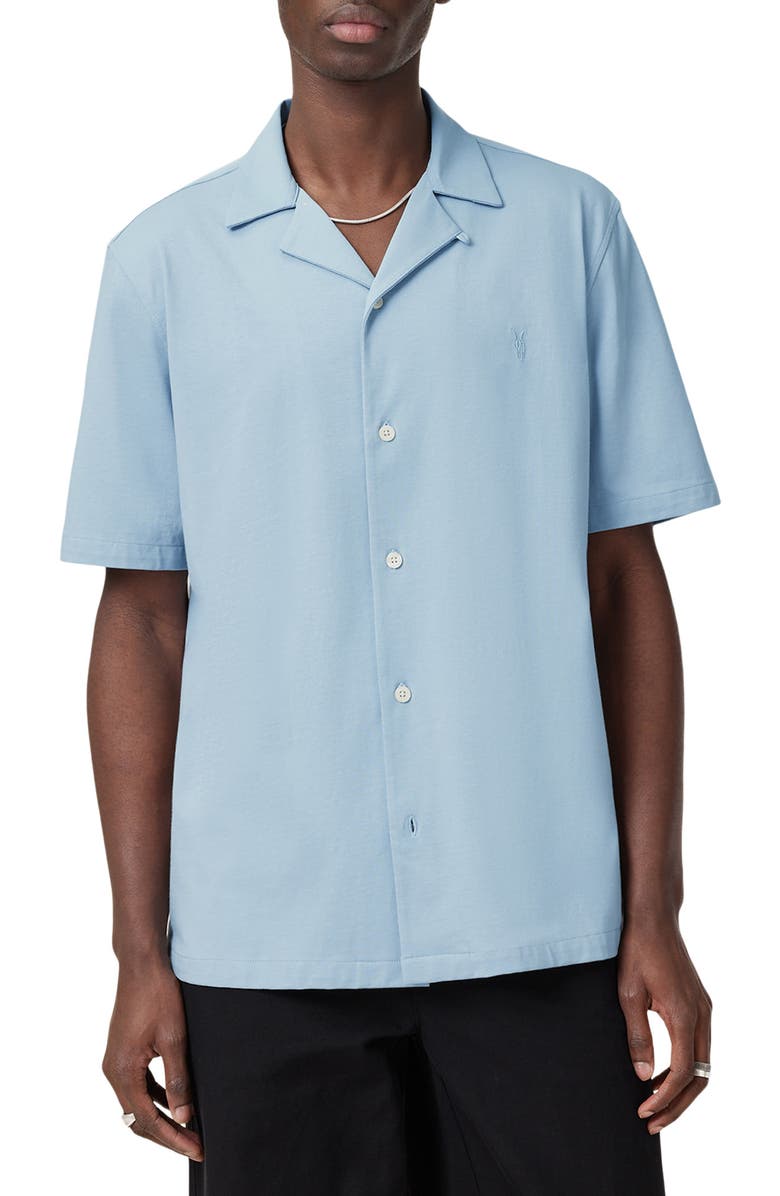 AllSaints Hudson Camp Shirt, Main, color, Static Blue