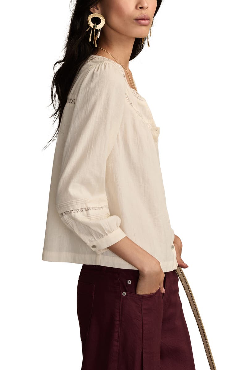 Lucky Brand Lace Detail Cotton Top, Alternate, color,
