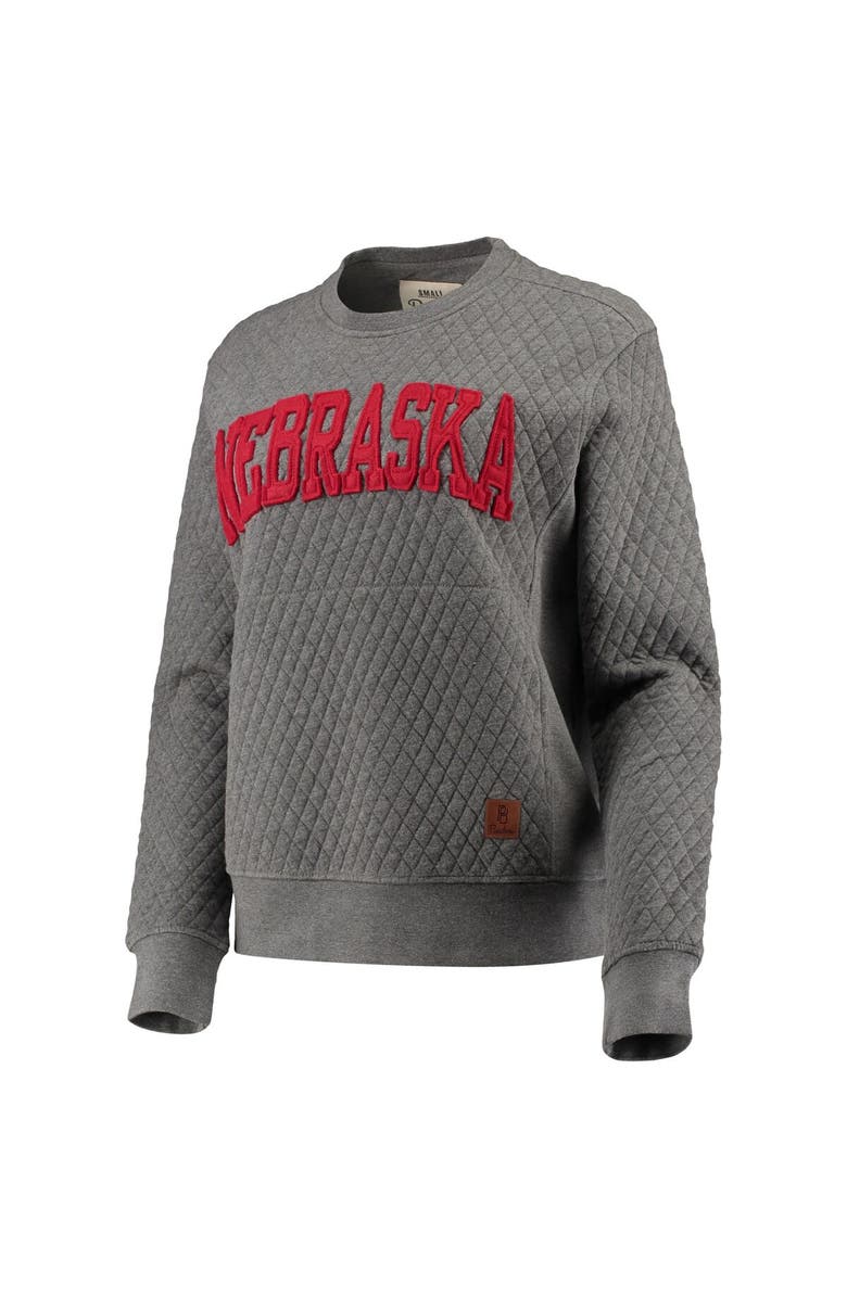 PRESSBOX Women's Pressbox Heather Charcoal Nebraska Huskers Moose Quilted Pullover Sweatshirt, Alternate, color, Heather Gray