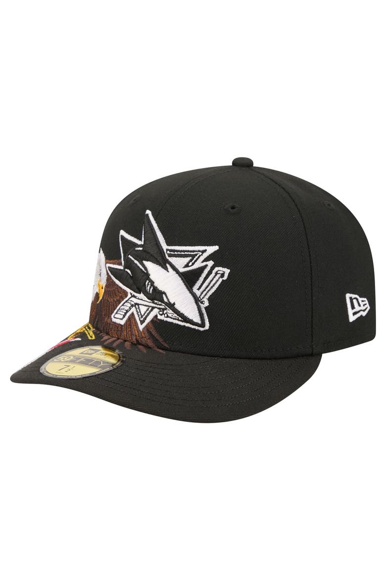 Men's New Era  Black San Jose Sharks Freedom Pre-Curved 59FIFTY Fitted Hat, Alternate, color, Black