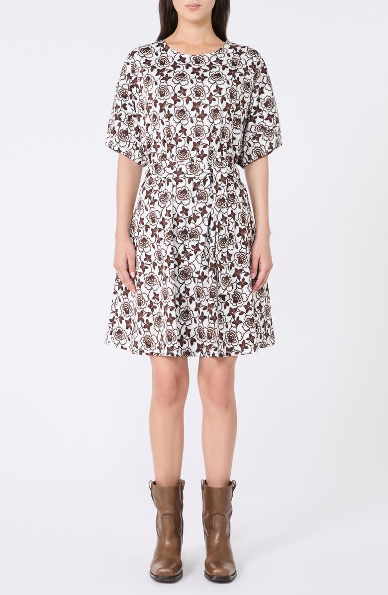 Weekend Max Mara Genero Floral Cotton Jersey Dress, Main, color, Brown