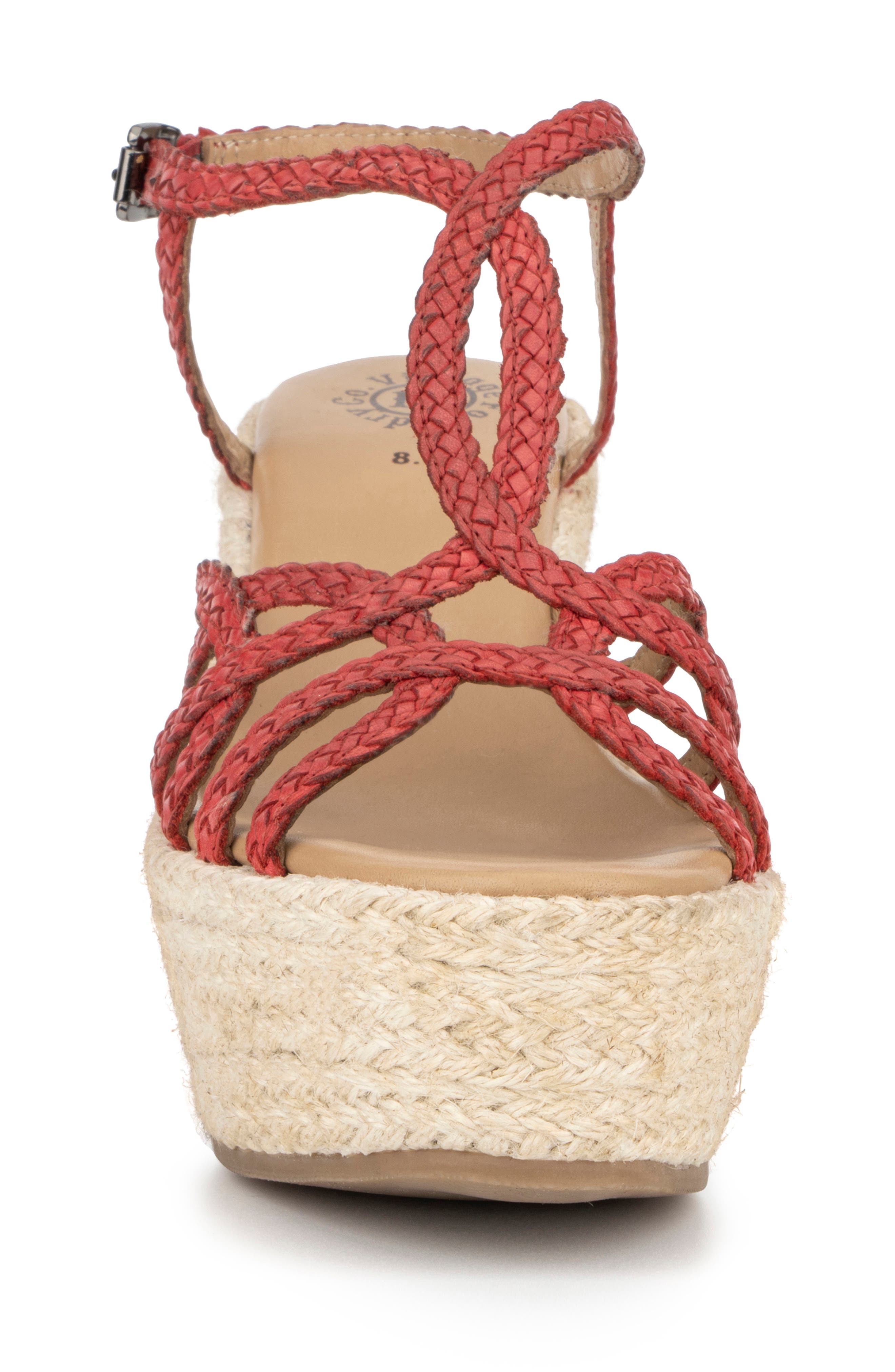 VINTAGE FOUNDRY Eloise Leather Espadrille Platform Wedge Sandal, Alternate, color, Red