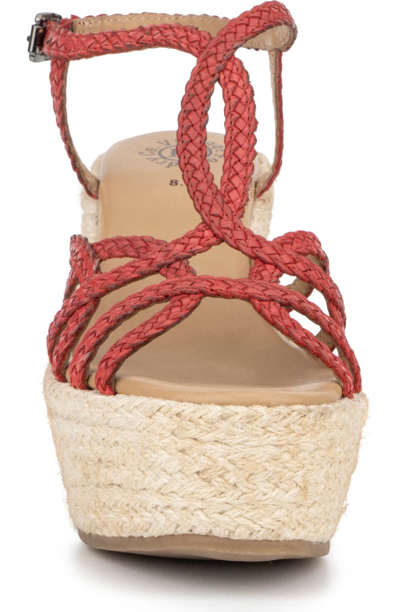 VINTAGE FOUNDRY Eloise Leather Espadrille Platform Wedge Sandal, Alternate, color, Red