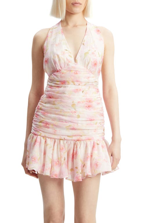 Bardot Mave Floral Halter Minidress In Pink Floral