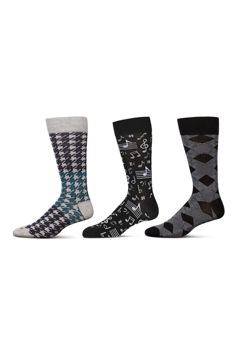 Hobby Assorted 3-Pack Crew Socks, Main, color, GRAY-BLACK