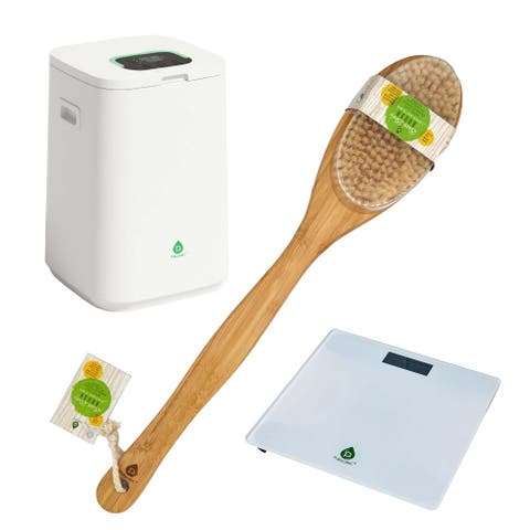 Bathroom Essential Set Luxury Towel Warmer Bucket, Digital Scale, and Ecological Bath Body Brush