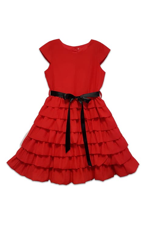 Kids' Tiered Ruffle Dress with Bow
