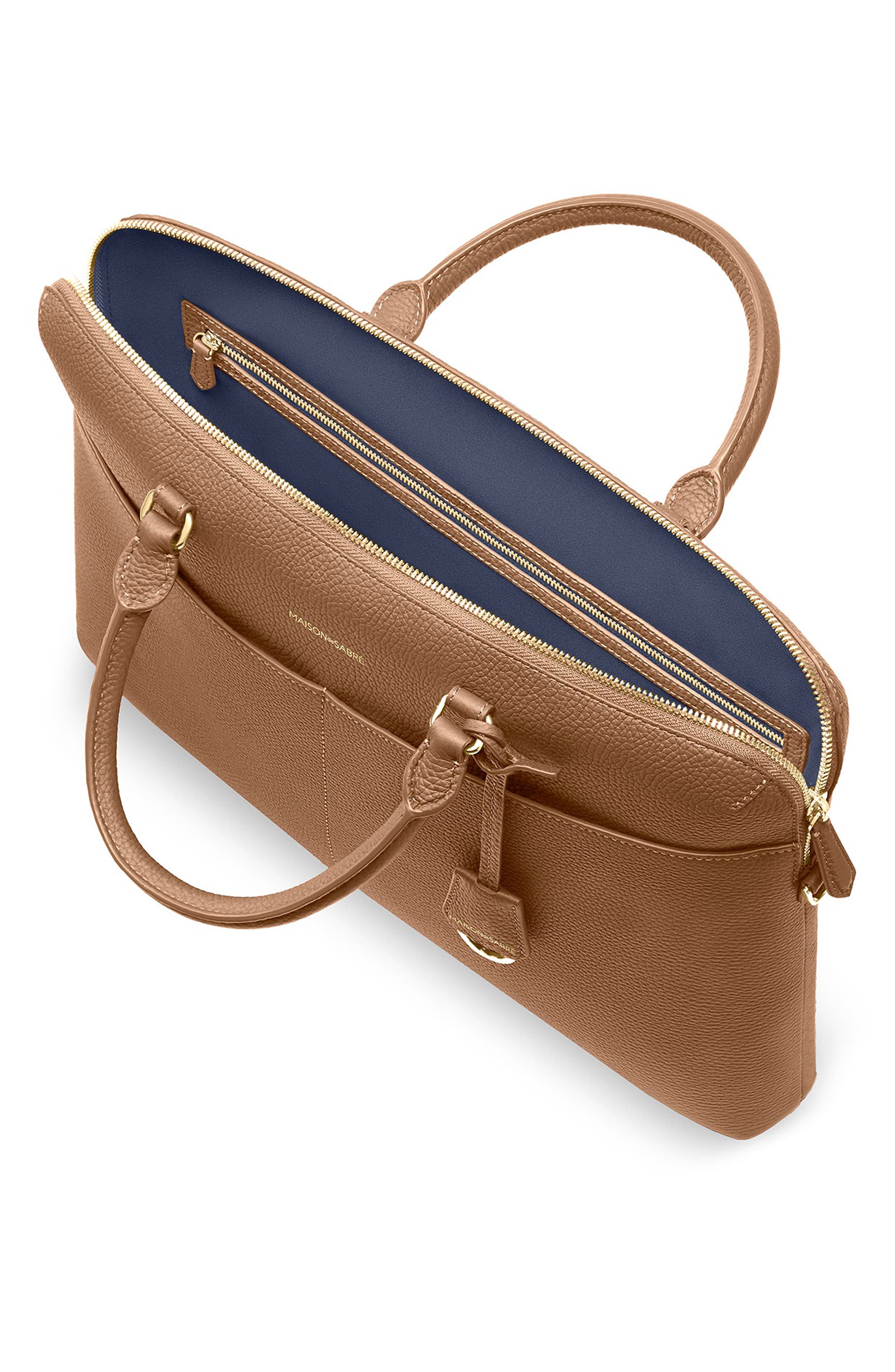 Leather Laptop Bag, Alternate, color, Sandstone Brown