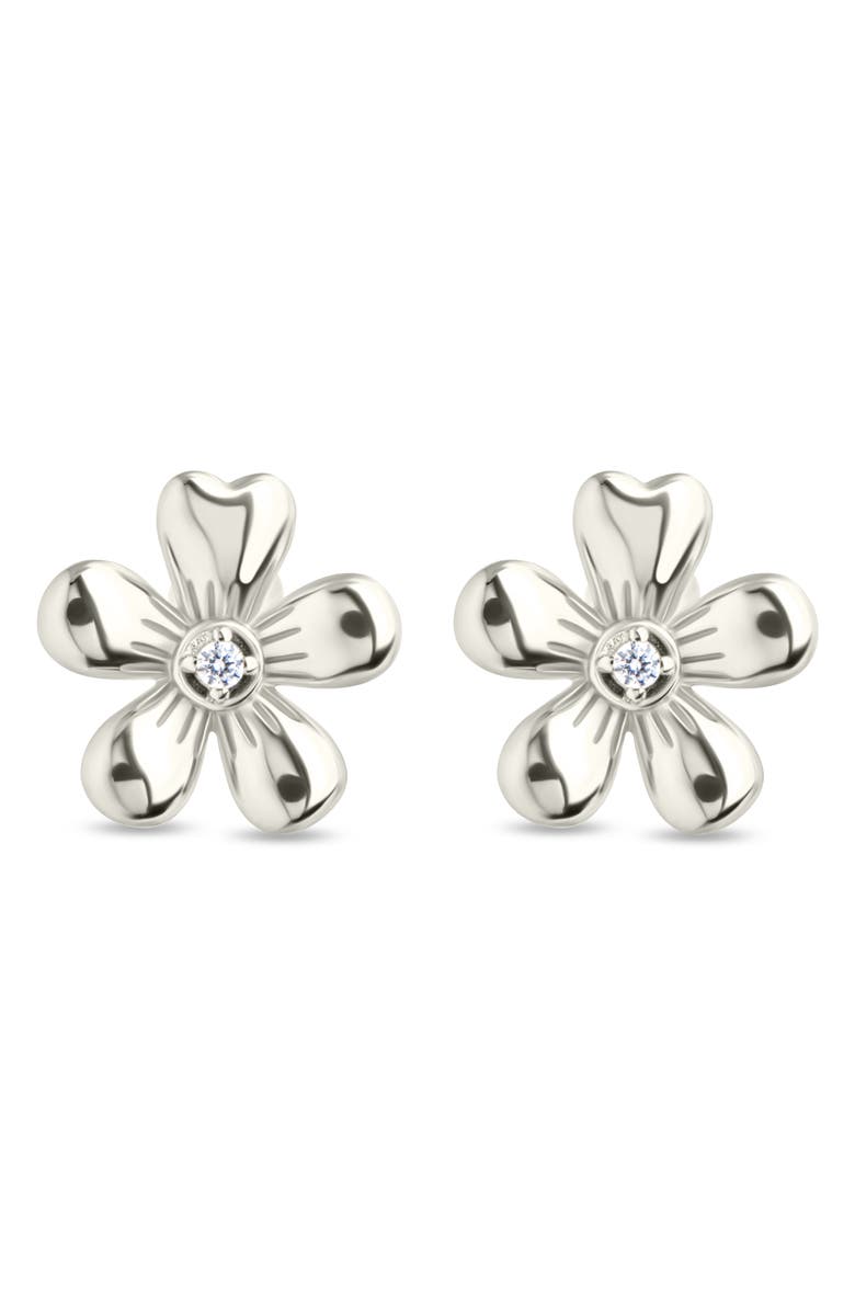 Sterling Forever Jocelyn Cubic Zirconia Flower Stud Earrings, Alternate, color, Silver