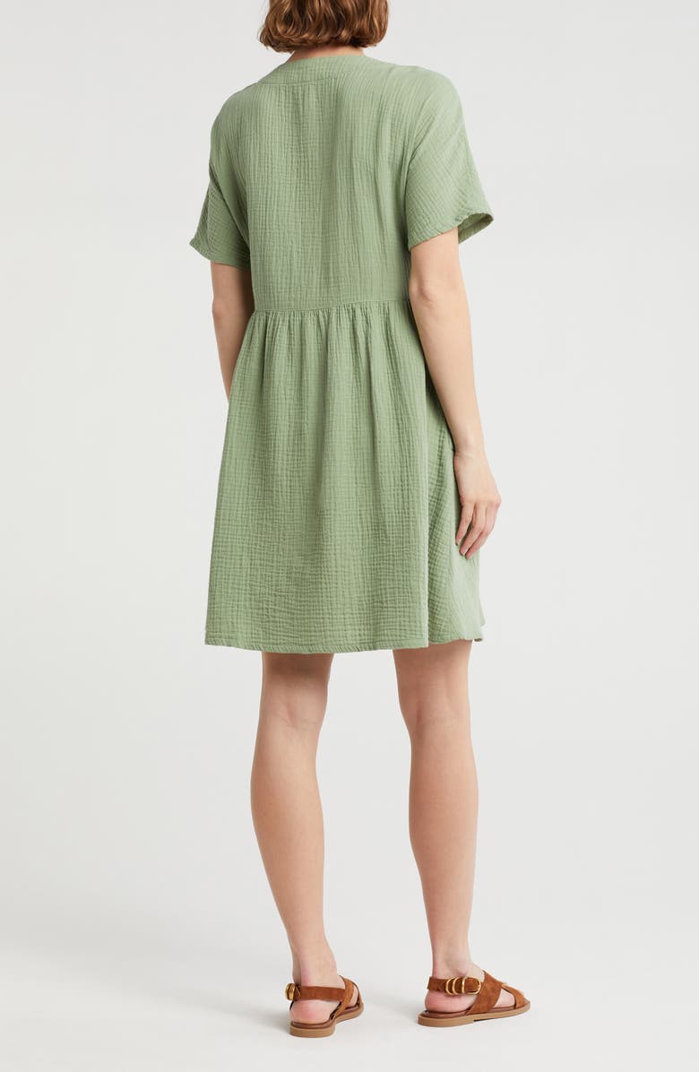 Madewell Lightspun Button Front Minidress, Alternate, color, Dried Aloe