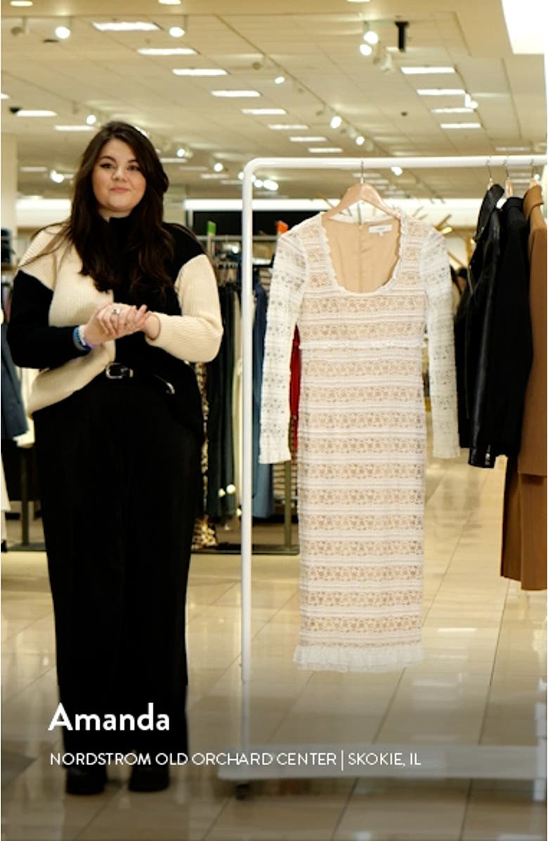 Lidia Lace Long Sleeve Sheath Dress, sales video thumbnail
