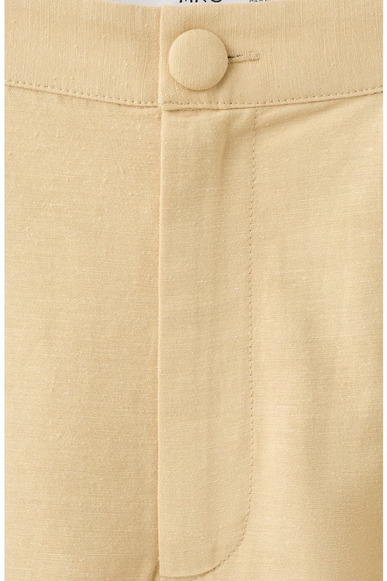 Pleated Straight Fit Cotton & Linen Blend Bermuda Shorts, Alternate, color, MUSTARD