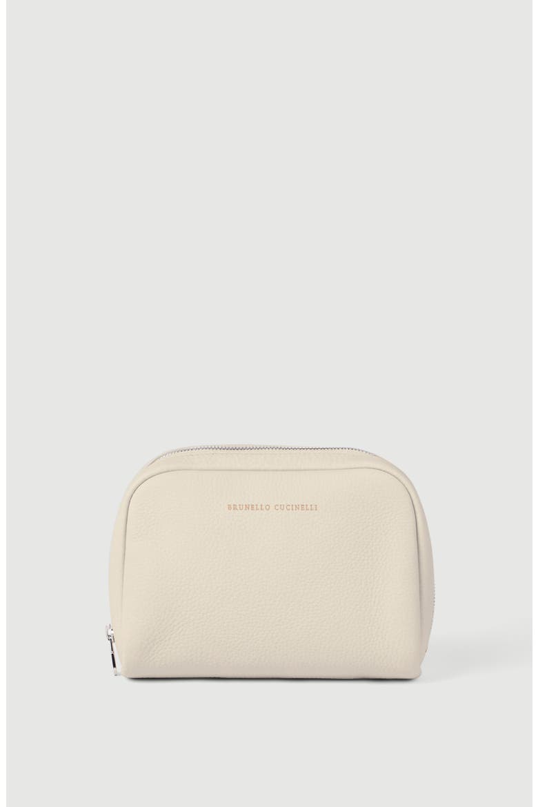 Fine grain calfskin slim beauty case, Main, color, Chalk