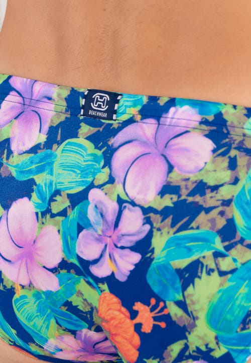 Hom Balata Swim Micro Briefs In Navy Print