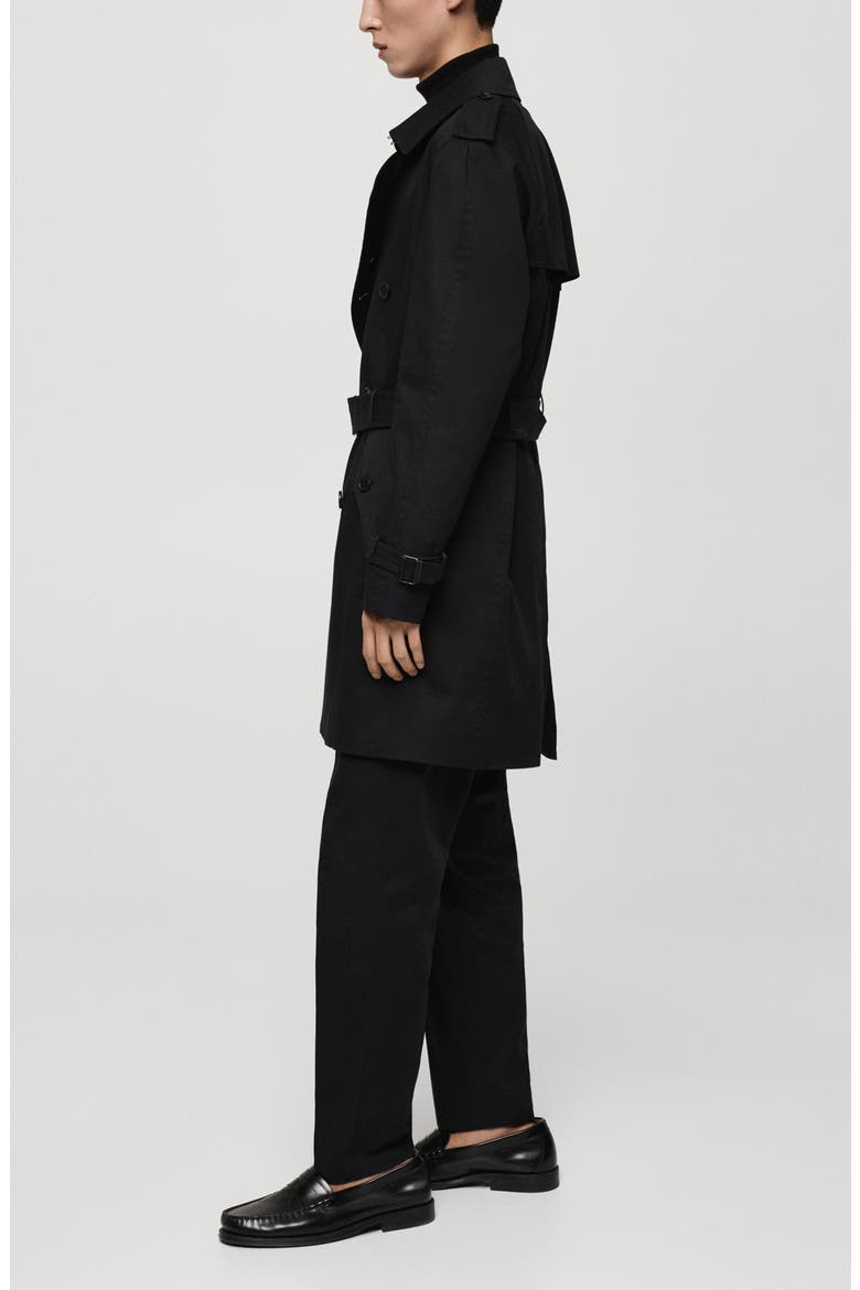 Belted Water Repellent Trench Coat, Alternate, color, BLACK