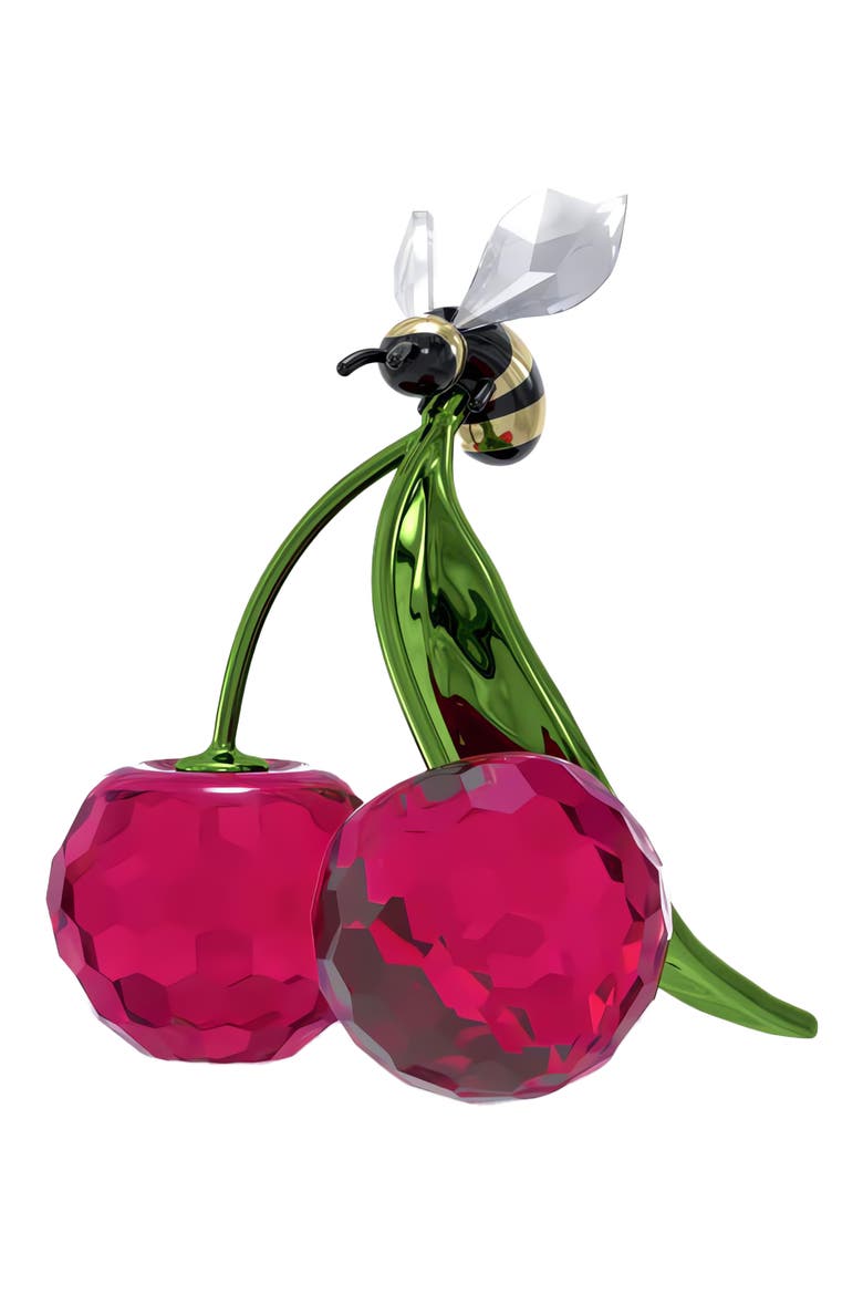 Idyllia Bee & Cherry Crystal Figurine, Alternate, color, MULTICOLORED
