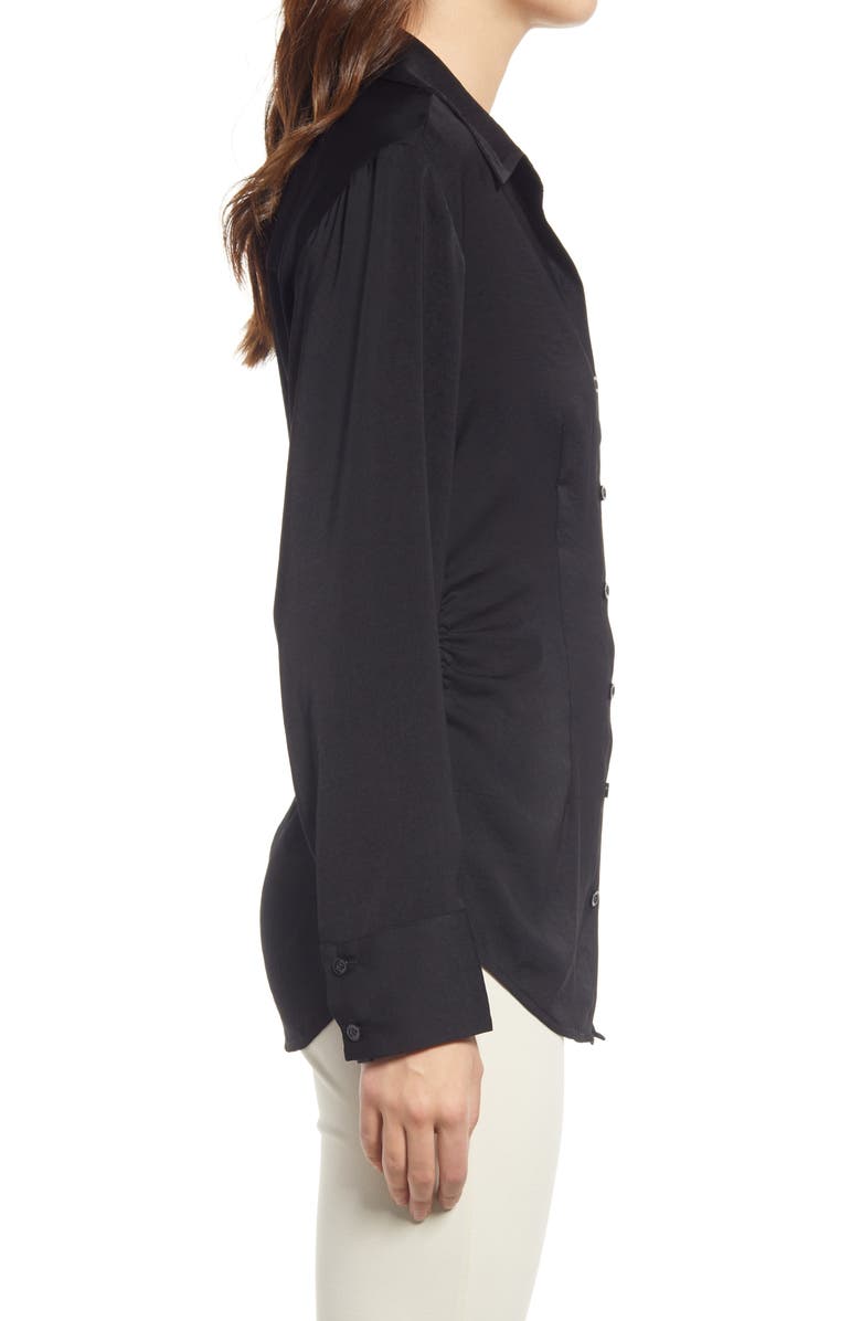 Open Edit Gathered Button-Up Shirt, Alternate, color, 