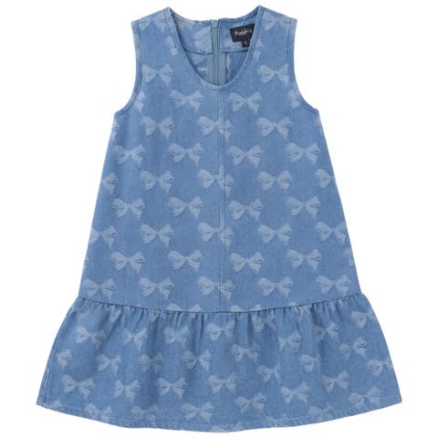 Bow Denim Ruffle Hem Invisible Zipper Jumper