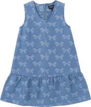 Puddles Bow Denim Ruffle Hem Invisible Zipper Jumper